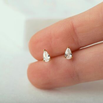 Boucles d'Oreilles Cassiopée Poire Diamant Claw Set / Jaune 14k 5