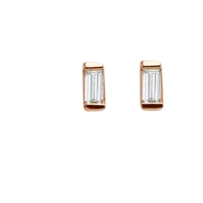 Andromeda Baguette Diamond Claw Set Stud Aretes / 14k Blanco