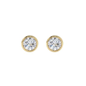 Boucles d'Oreilles Clous Circinus Diamant Rond Serti Lunette / Blanc 14k 1