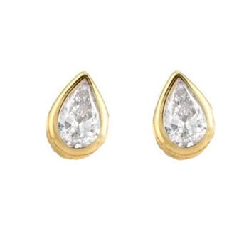 Boucles d'Oreilles Tige Cassiopeia Poire Sertie Diamants / Jaune 14k 1