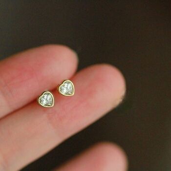 Nebula Heart Diamond Bezel Stud Studs / Jaune 14k 2