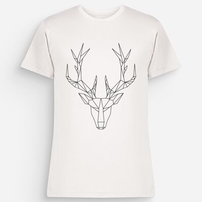 T-shirt Homme Cerf Polygone Blanc Noir