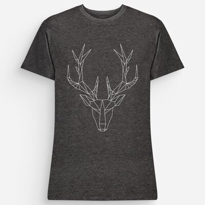 T-shirt Homme Cerf Polygone Gris Anthracite Blanc