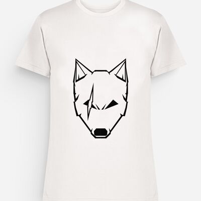 T-shirt da uomo con lupo sfregiato bianco nero