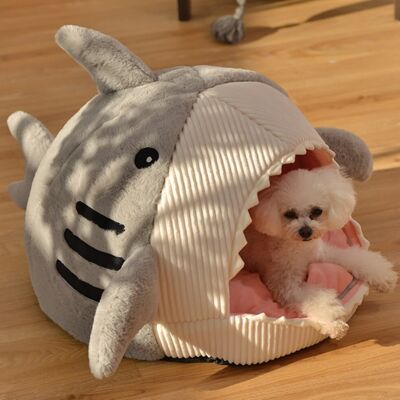 Shark Shape Warm Cat Bed - L (53X50X36cm) - Grey / sku117