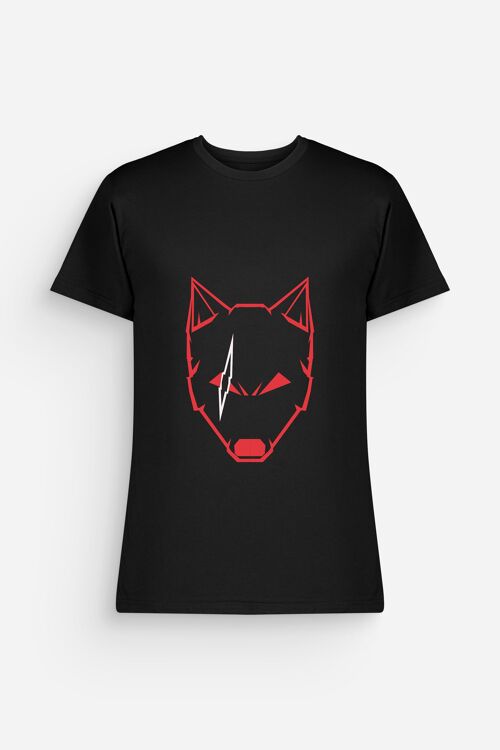 T-shirt Homme Loup Balafré Noir Rouge & Blanc