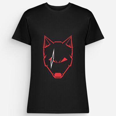 Schwarzes rot-weiß vernarbtes Wolf-Herren-T-Shirt