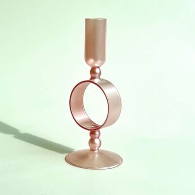 Ring/Heart Shape Glass Candlestick Holder - Pink Ring / sku130