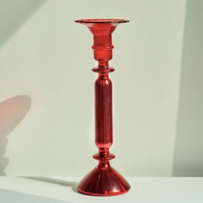 Glass Taper Candlestick / Vase - plating Red / sku136
