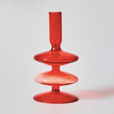 Glass Taper Candlestick / Vase - garnet 2tier / sku140