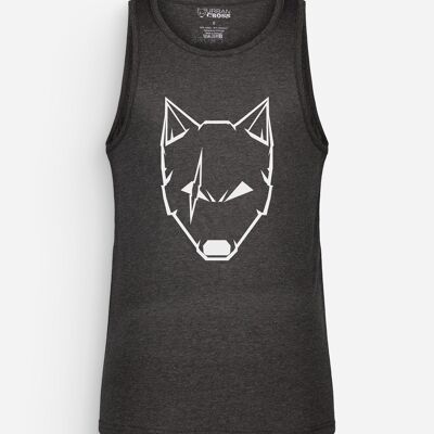 Camiseta sin mangas Scarred Wolf para hombre gris antracita blanco