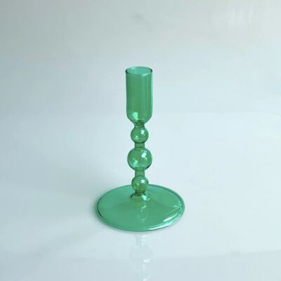 Slim Glass Candle Holders - Short (H:13cm) - Green / sku161