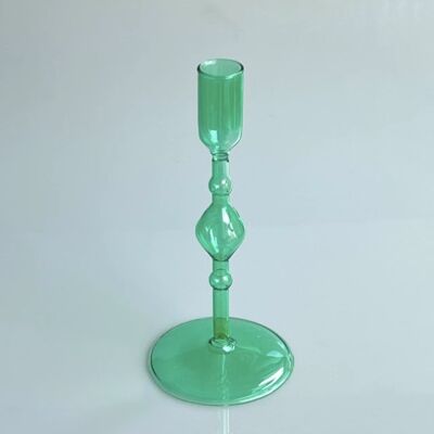 Slim Glass Candle Holders - Tall (H:21cm) - Green / sku165