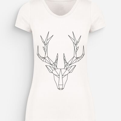 T-shirt Femme Cerf Polygone Blanc Noir