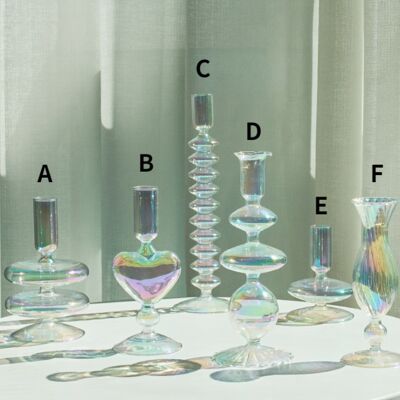 Rainbow Glass Candlesticks / Vase - Style B / sku184