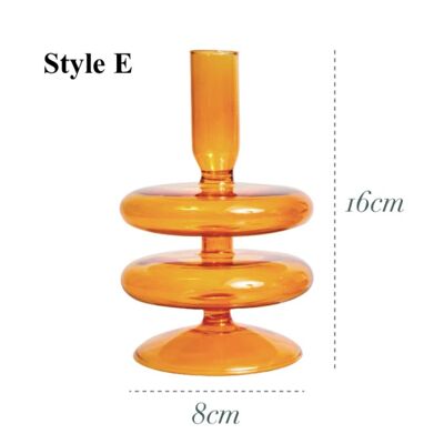 Orange Glass Candlesticks / Vase - Style E / sku193