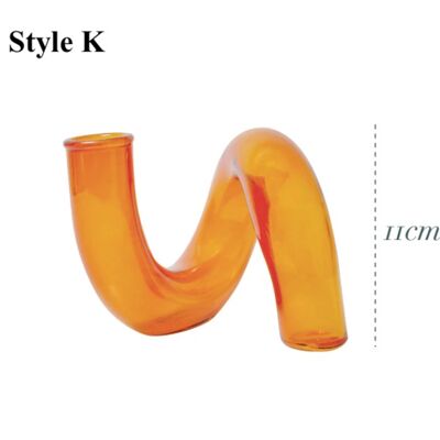 Orange Glass Candlesticks / Vase - Style K / sku199
