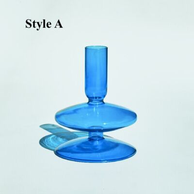 Light Blue Glass Candlesticks / Vase - Style A / sku201