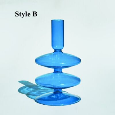Light Blue Glass Candlesticks / Vase - Style B / sku202