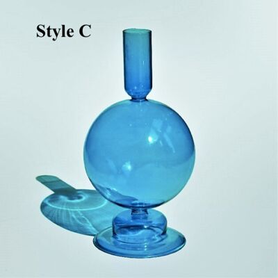 Light Blue Glass Candlesticks / Vase - Style C / sku203
