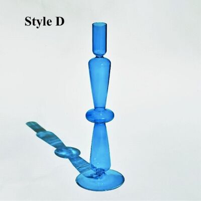 Light Blue Glass Candlesticks / Vase - Style D / sku204