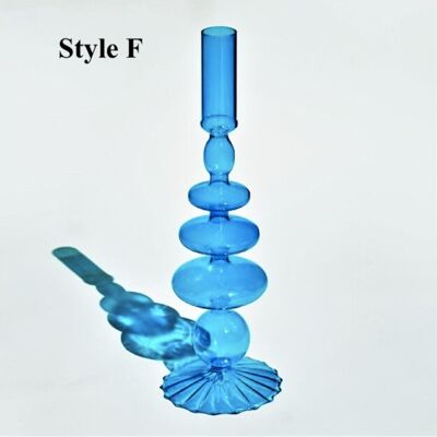 Light Blue Glass Candlesticks / Vase - Style F / sku206