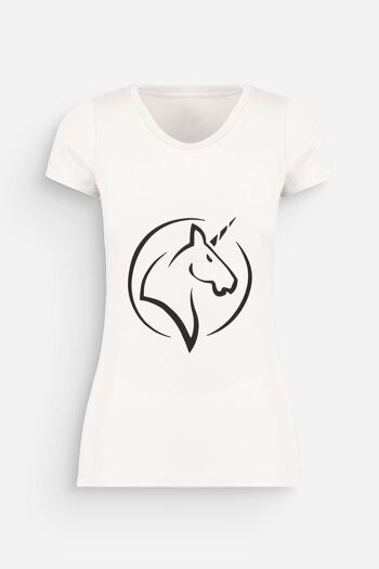 T-shirt Femme Licorne Blanc Noir