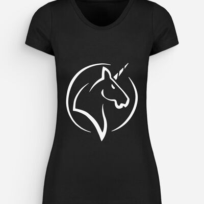 T-shirt Femme Licorne Noir Blanc