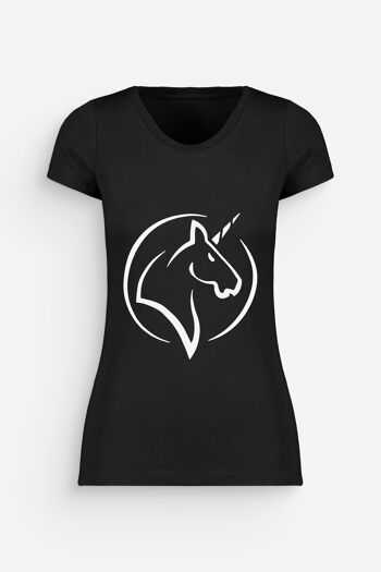 T-shirt Femme Licorne Noir Blanc