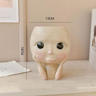 Big Eyes Doll Resin Flowerpot - Open Eyes / sku227