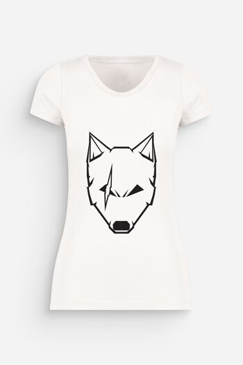 T-shirt Femme Loup Balafré Blanc Noir