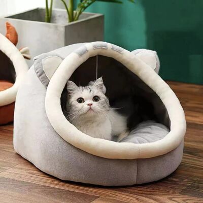 Cute Cat Bed House - M(30X38cm) - Grey Cat / sku256
