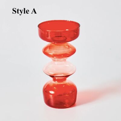 Red Glass Taper Candle Holder (Christmas Collection) - Style A / sku276