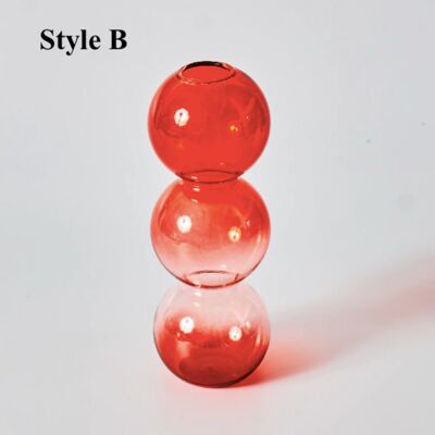 Red Glass Taper Candle Holder (Christmas Collection) - Style B / sku277