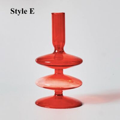 Red Glass Taper Candle Holder (Christmas Collection) - Style E / sku280