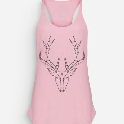 Pink Black Polygon Deer Woman Tank Top