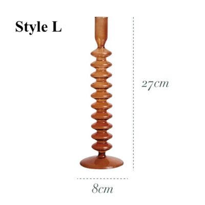 Brown Glass Candlesticks / Vase - Style L / sku292