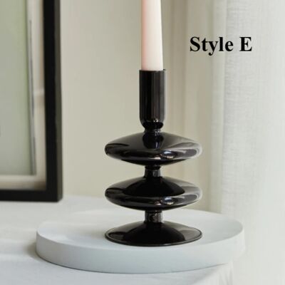 Black Glass Candlesticks / Vase - Style E / sku298