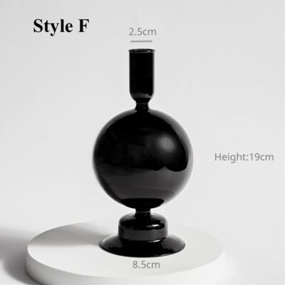 Black Glass Candlesticks / Vase - Style F / sku299