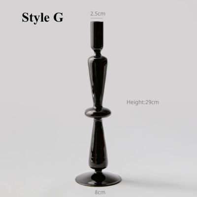 Black Glass Candlesticks / Vase - Style G / sku300