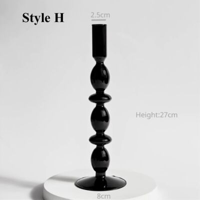 Black Glass Candlesticks / Vase - Style H / sku301