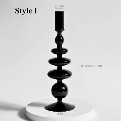 Black Glass Candlesticks / Vase - Style I / sku302
