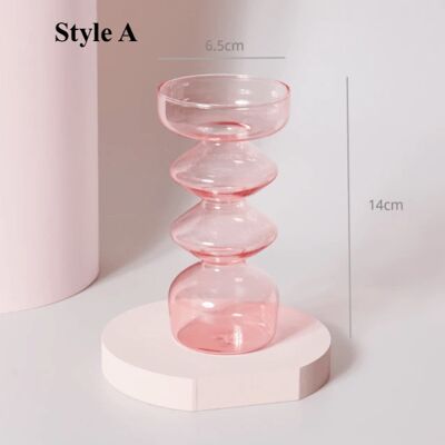 Pink Glass Candlesticks / Vase - A / sku330