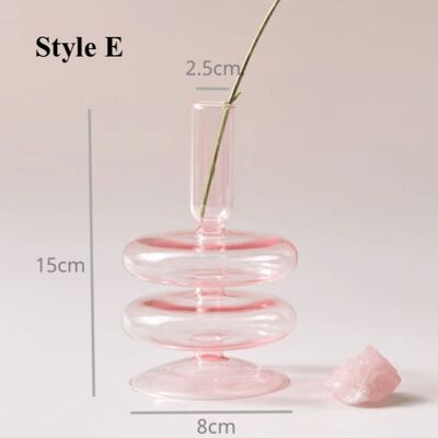 Pink Glass Candlesticks / Vase - E / sku334