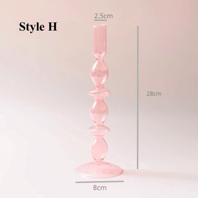 Pink Glass Candlesticks / Vase - H / sku337