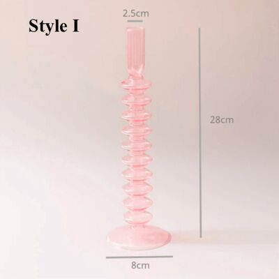 Pink Glass Candlesticks / Vase - I / sku338