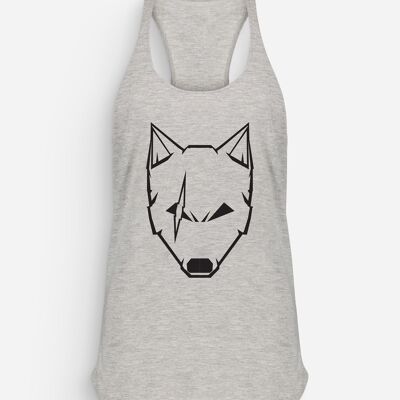 Camiseta sin mangas Scarred Wolf para mujer Heather Grey Black