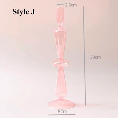 Pink Glass Candlesticks / Vase - J / sku339