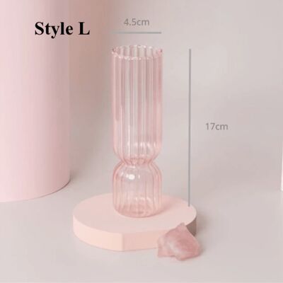 Pink Glass Candlesticks / Vase - L / sku341