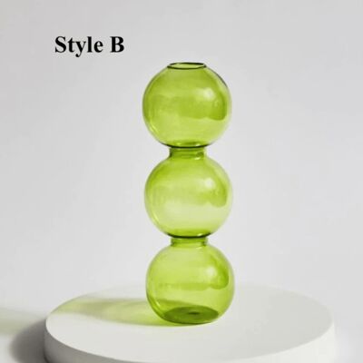 Lime Green Glass Candlesticks / Vase - Style B / sku344